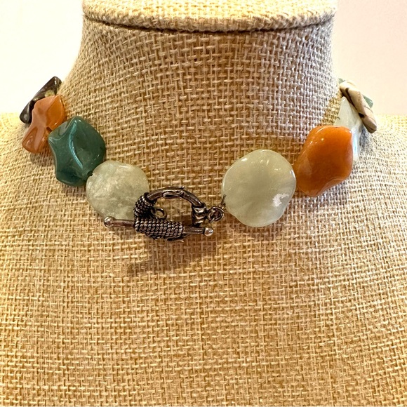 Multi Gemstone Genuine Necklace- orange, tans, browns, greens w/ .925 clasp - Picture 8 of 8